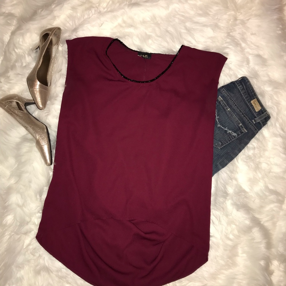 Anthropologie | W5 Maroon Beaded Tunic